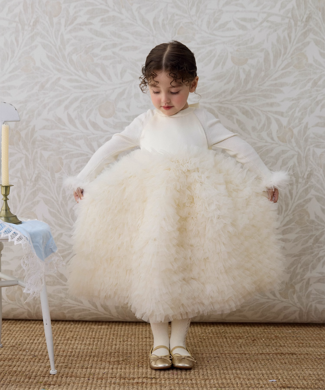 アメリカンスリーブバックオープンチュールドレス