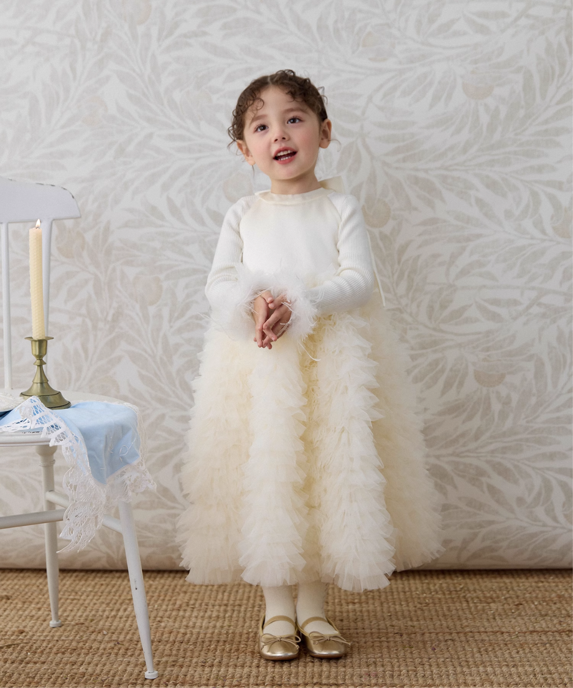 アメリカンスリーブバックオープンチュールドレス