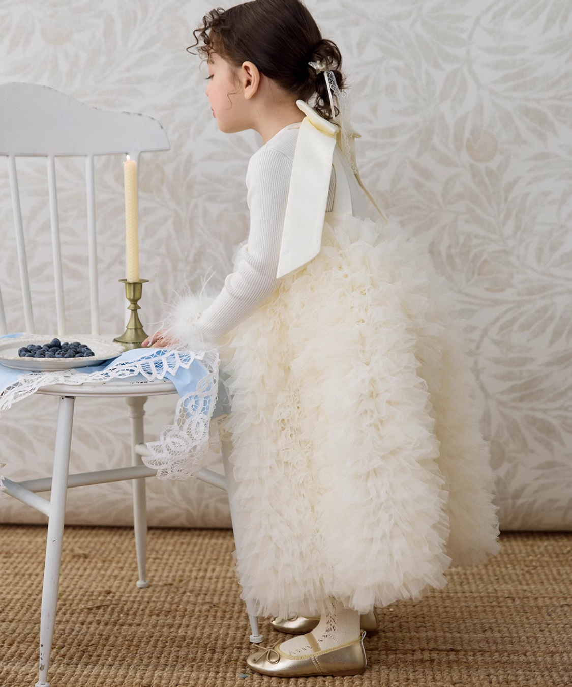 アメリカンスリーブバックオープンチュールドレス