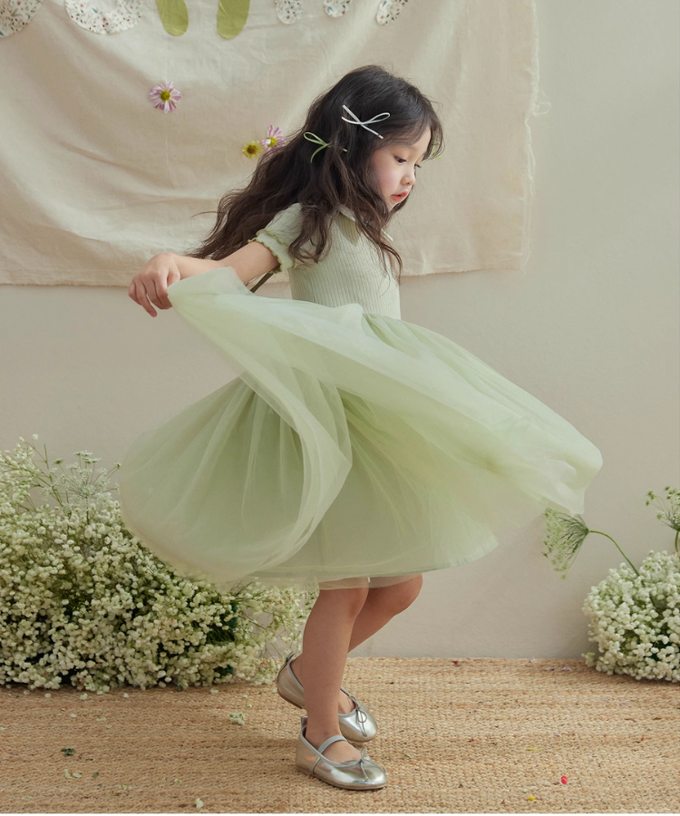 2色カラーチュールドッキングワンピース