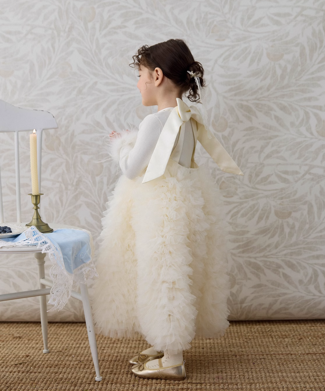 アメリカンスリーブバックオープンチュールドレス