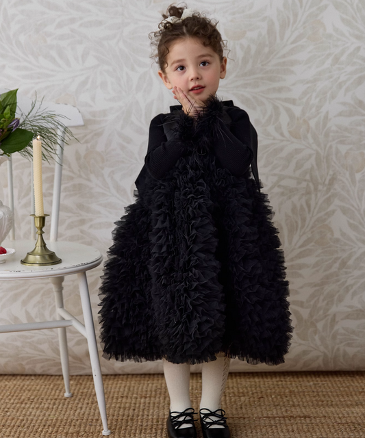 アメリカンスリーブバックオープンチュールドレス