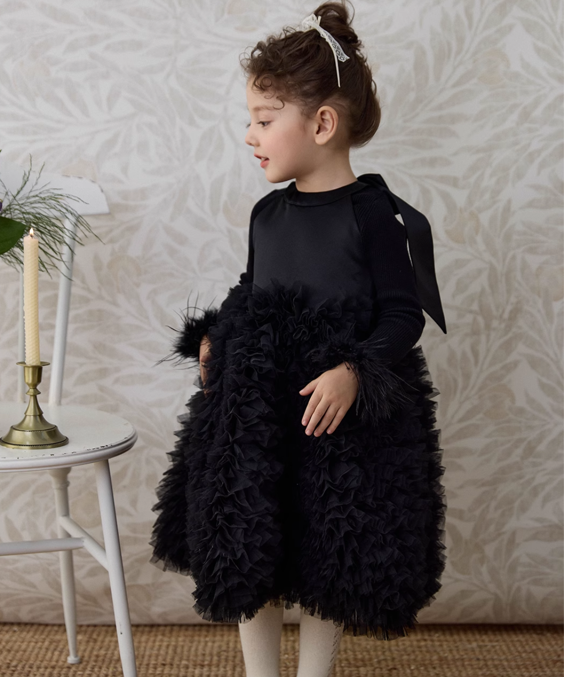 アメリカンスリーブバックオープンチュールドレス