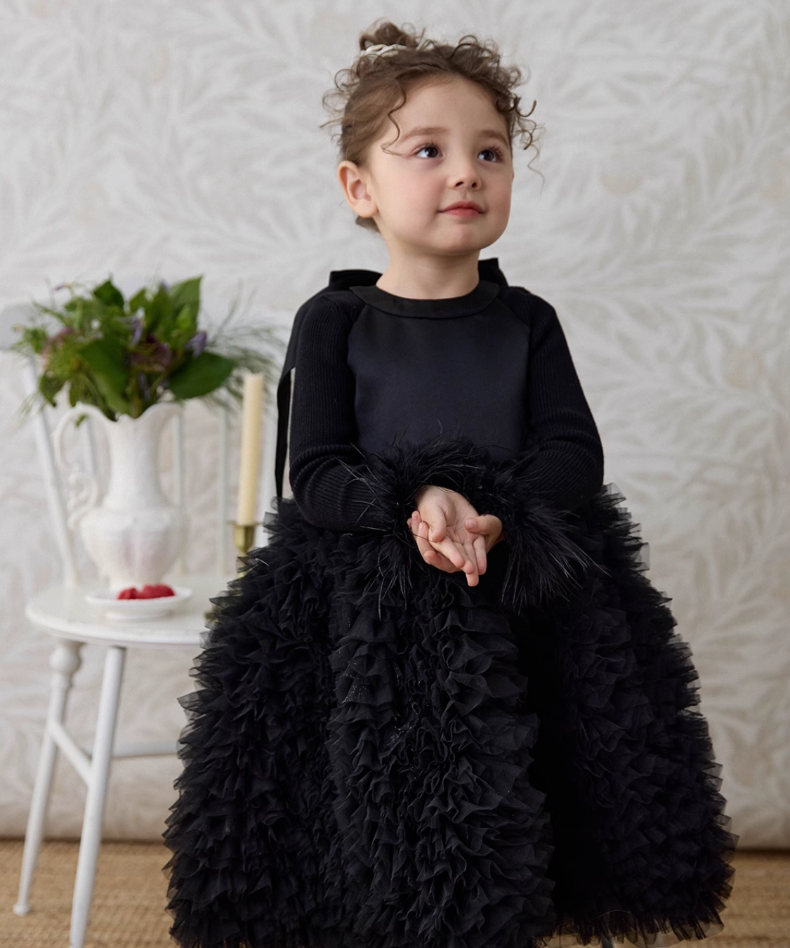 アメリカンスリーブバックオープンチュールドレス