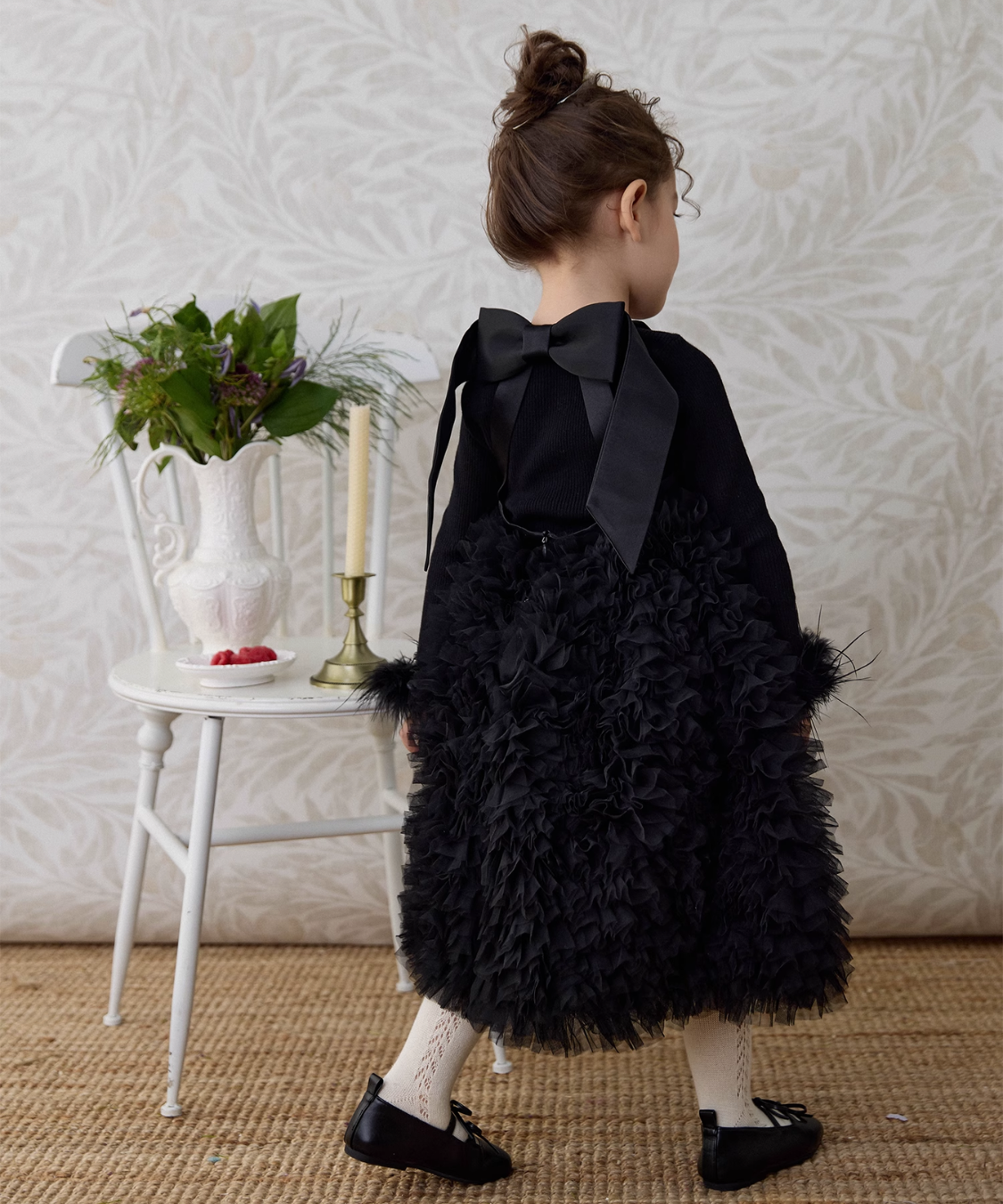 アメリカンスリーブバックオープンチュールドレス