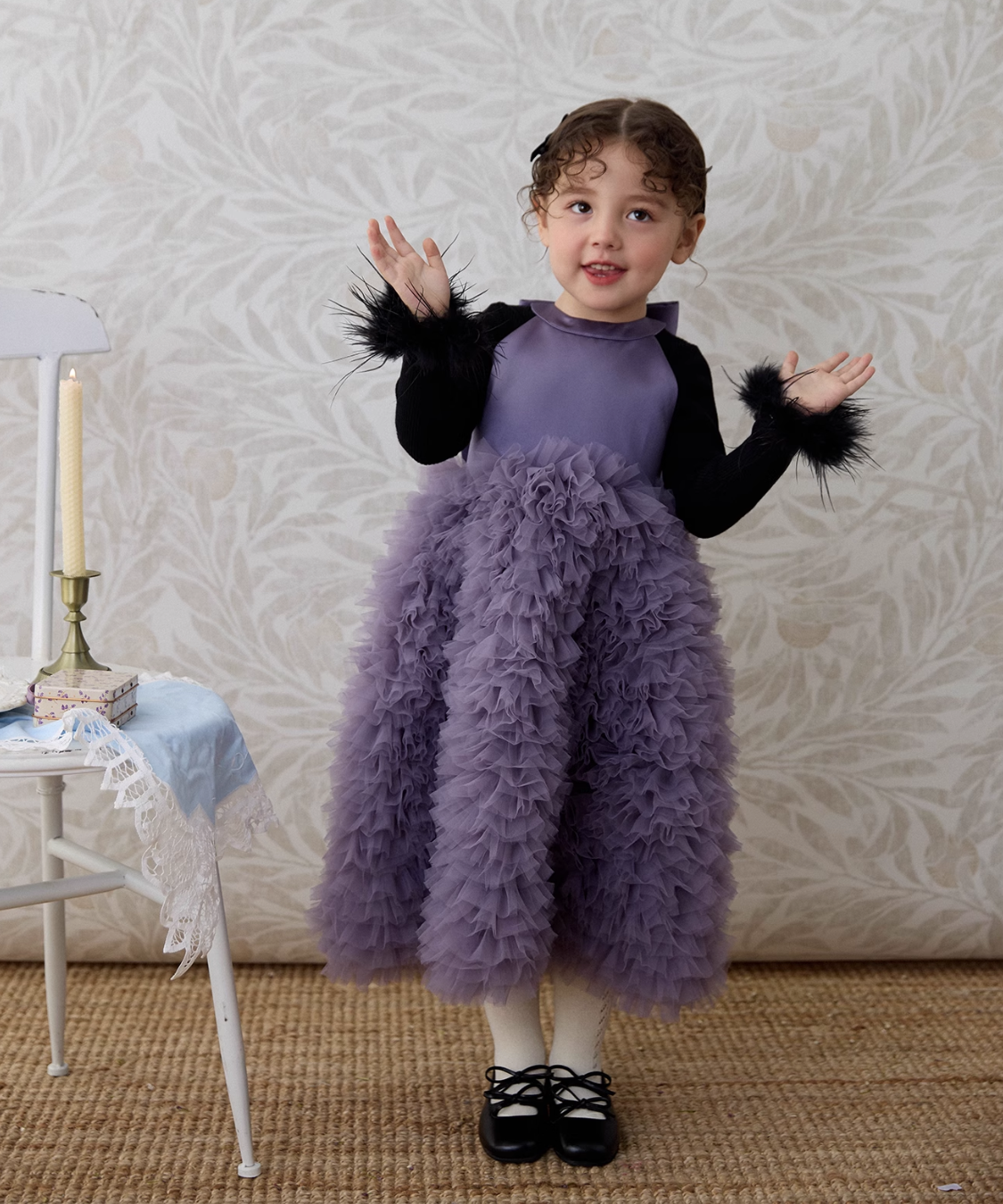 アメリカンスリーブバックオープンチュールドレス