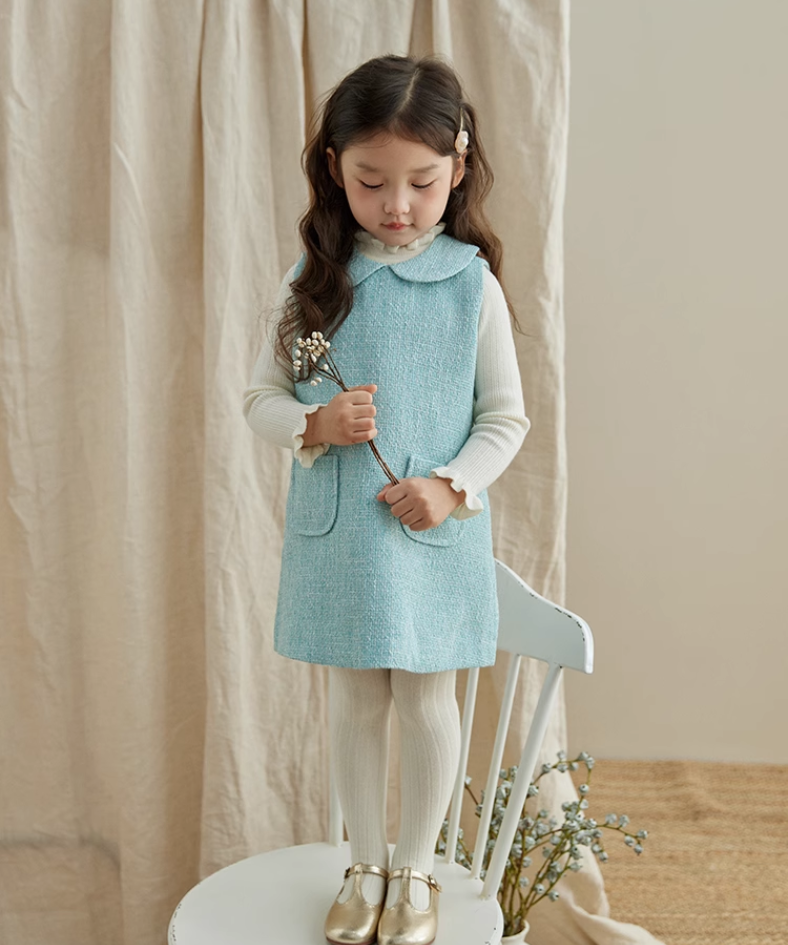 ドールカラーツイードボックスワンピース