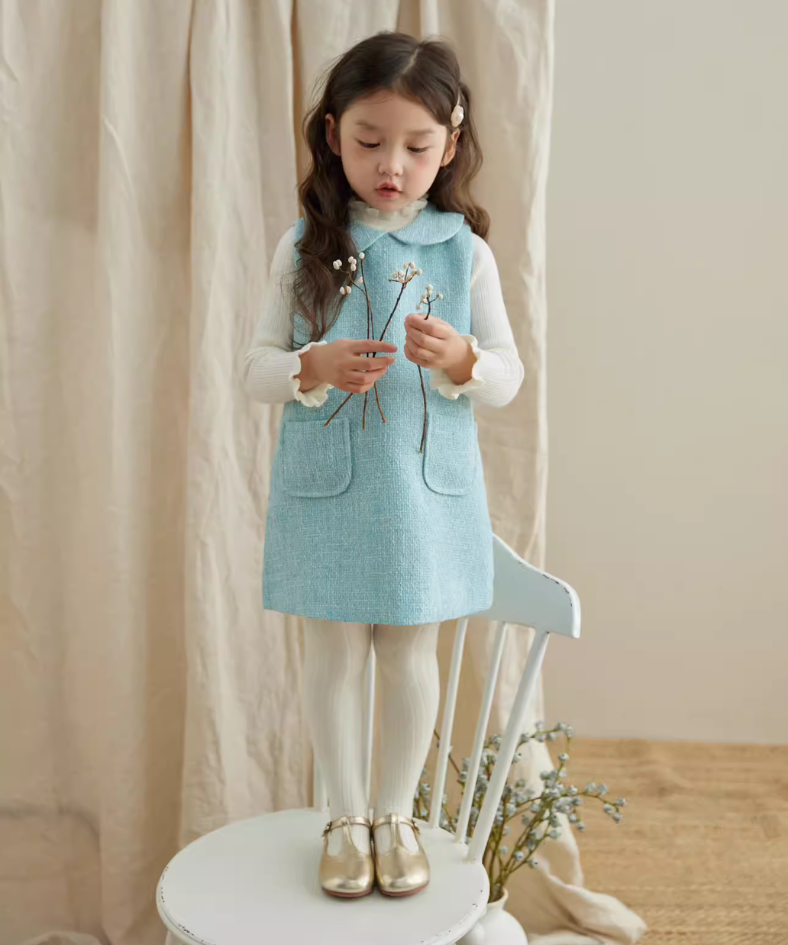 ドールカラーツイードボックスワンピース