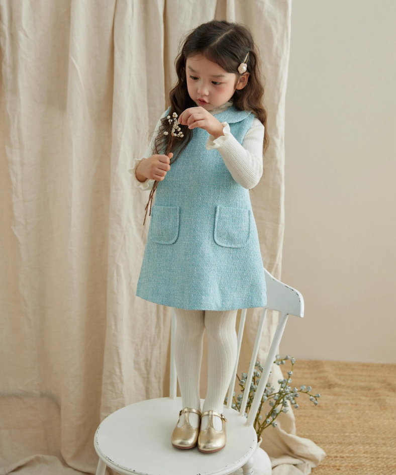 ドールカラーツイードボックスワンピース