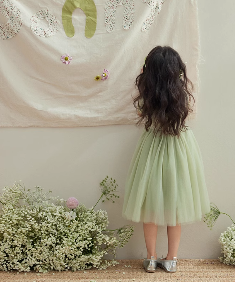 2色カラーチュールドッキングワンピース