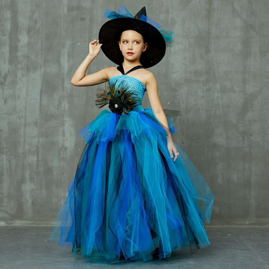魔女ハットのピーコックフェザーチュチュドレス