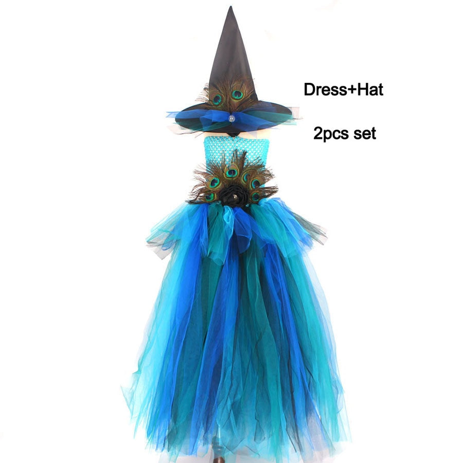 魔女ハットのピーコックフェザーチュチュドレス