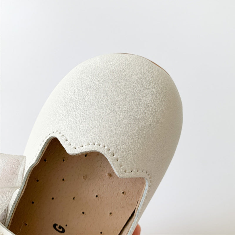 パールリボンフラットシューズ